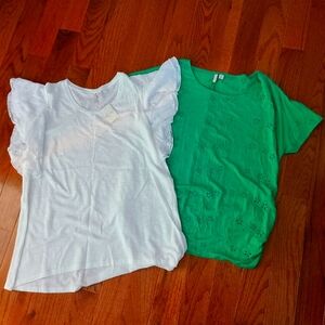 Casual shirts...white and green.
